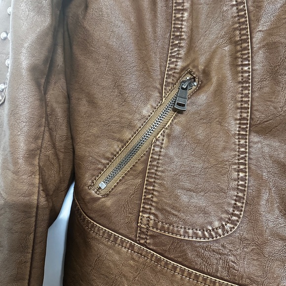 Brown Studded Leather Jacket - Picture 2 of 10